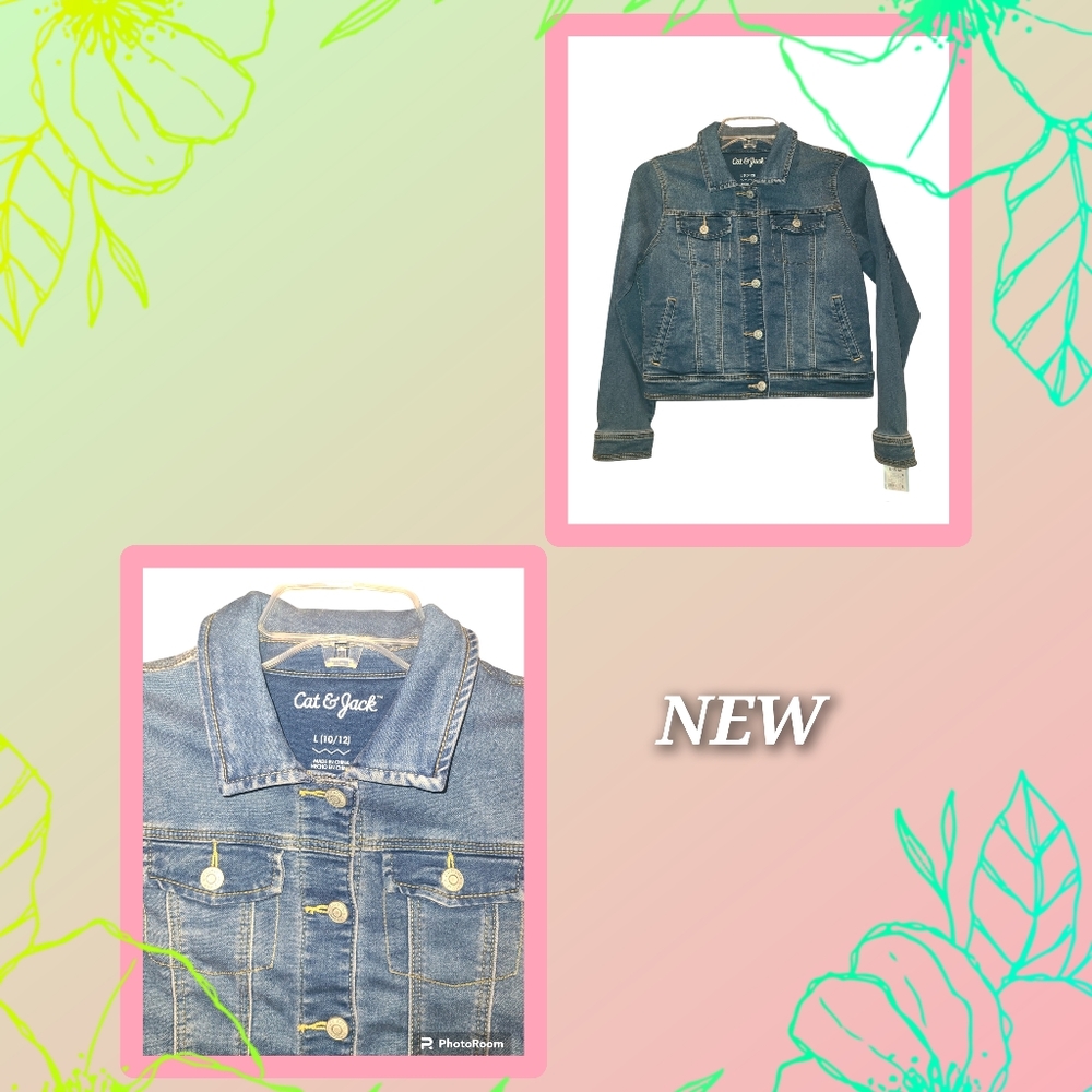 NEW LITTLE GIRLS BLUE JEAN JACKET SZ 10/12